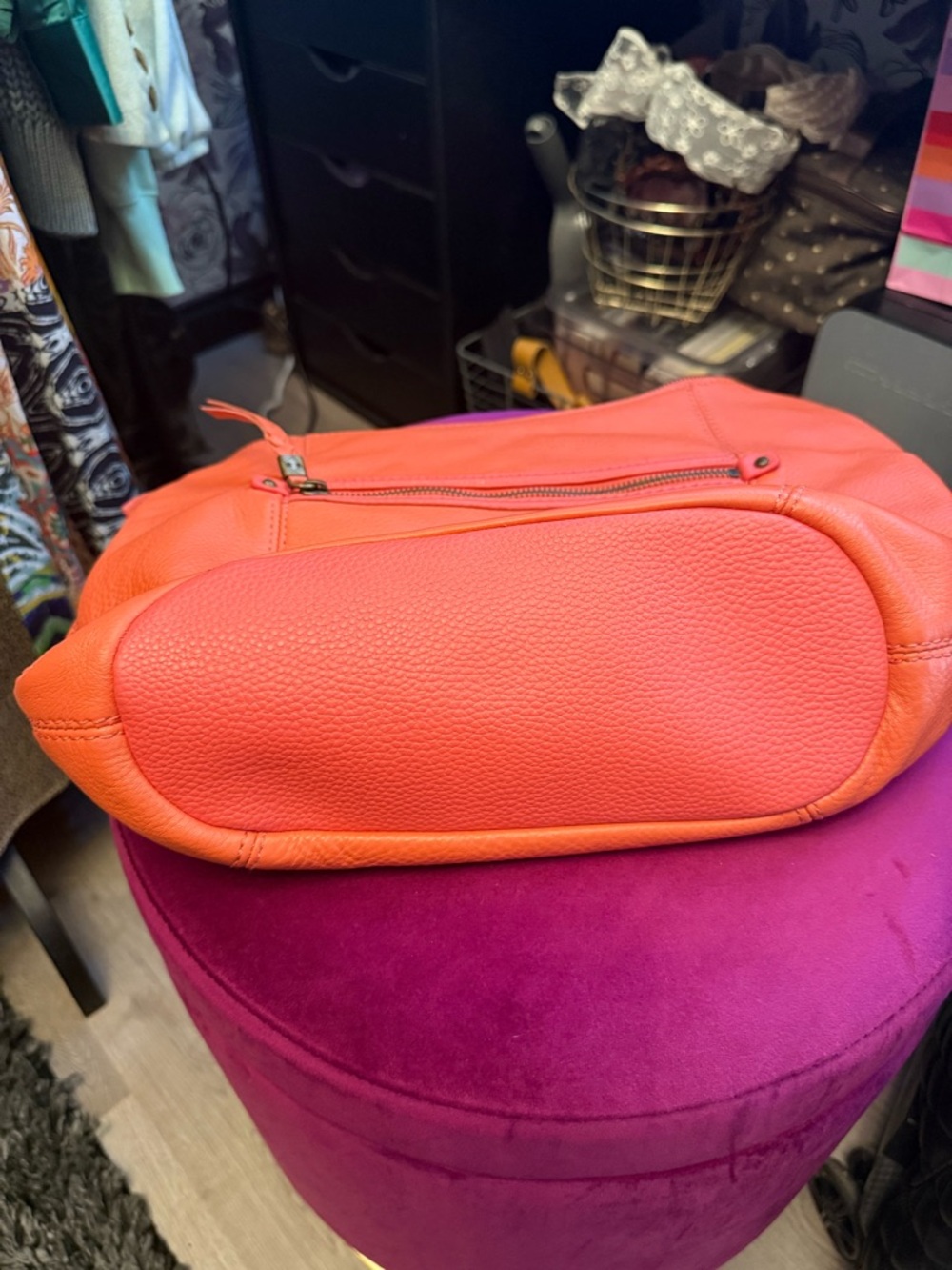 The Sak Orange Pebbled Leather Shoulder Bag - Picture 8 of 12